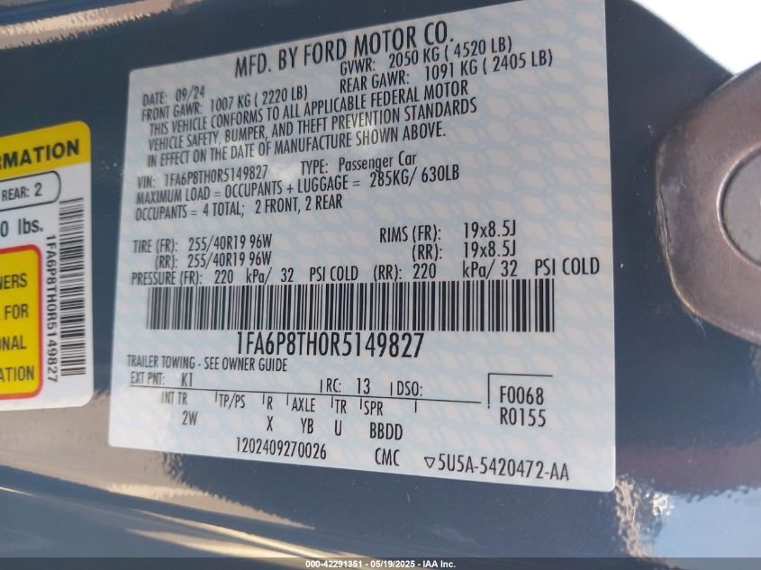 Ford Mustang VIN 1FA6P8TH0R5149827 - 6-img